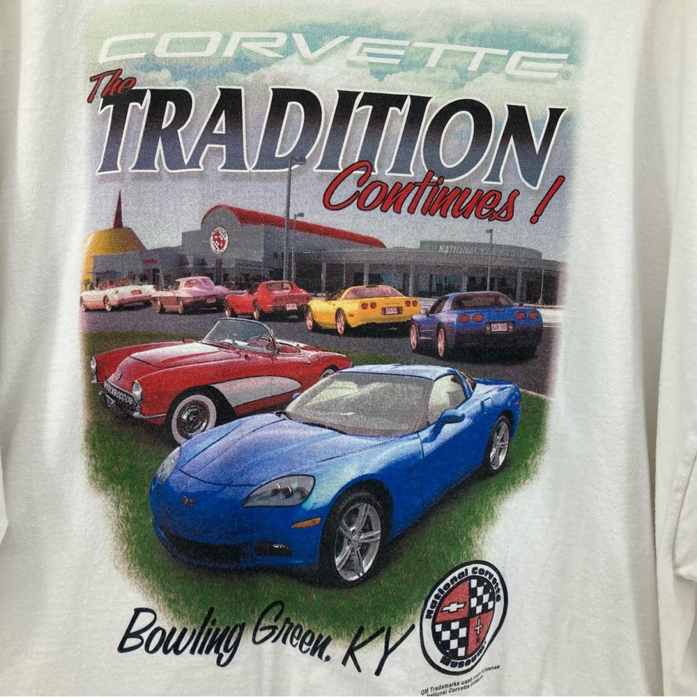 Mens White Graphic T-Shirt National Corvette Museum